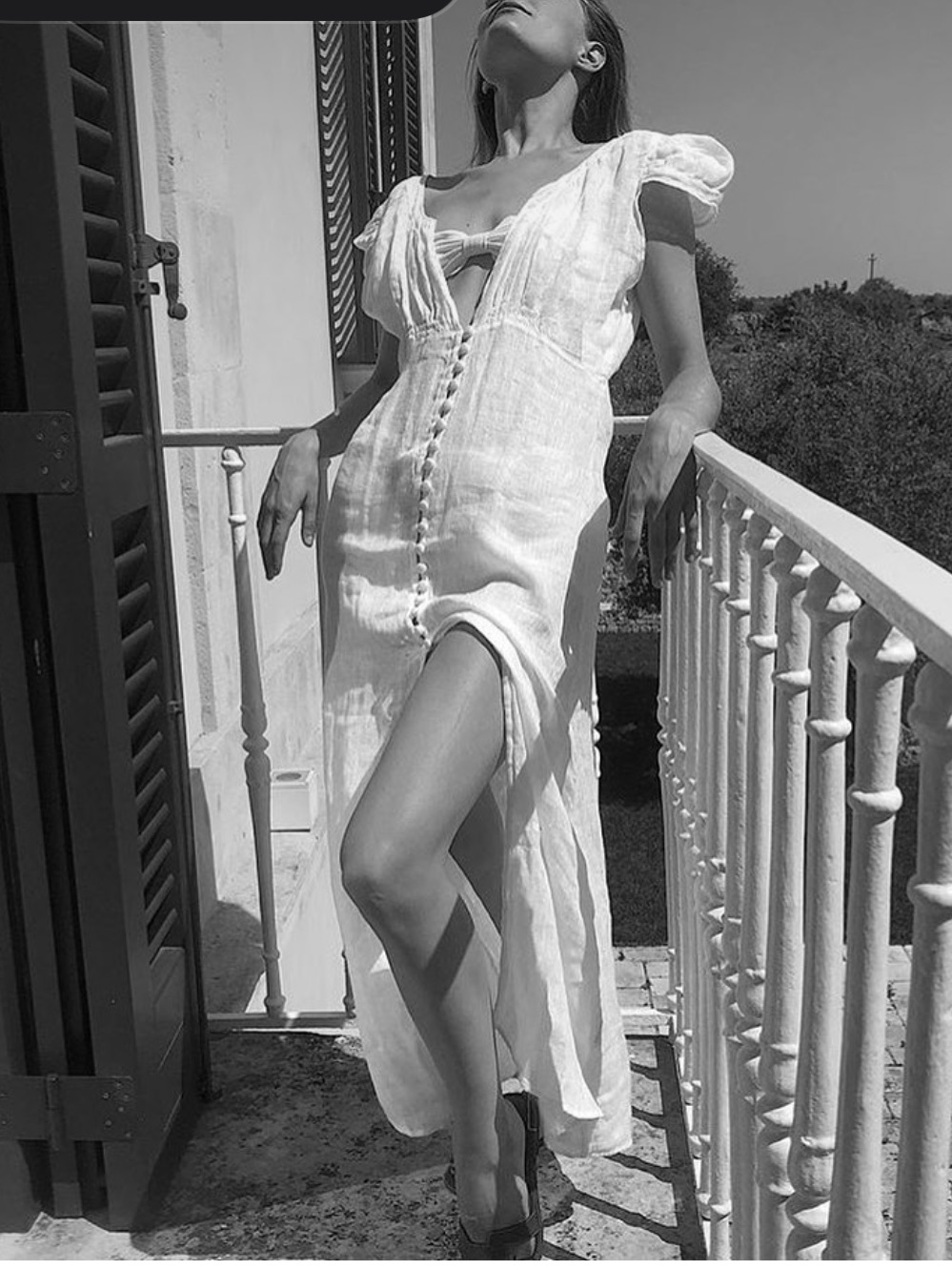 White Maxi Button-Front Dress With Cap Sleeves — image 7 of 8